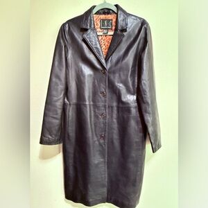INC International Concepts Black Leather Jacket Sz M 4 buttons pockets lined